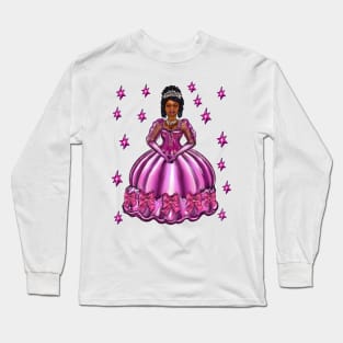 Princess -  Black Princess, curly haired, in purple with stars  iv  ! beautiful  black girl with Afro hair, brown eyes and dark brown skin. Hair love ! Long Sleeve T-Shirt